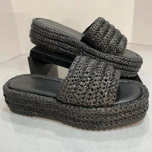 Open Edit Gisella Platform Slide Sandal Black Women's 7