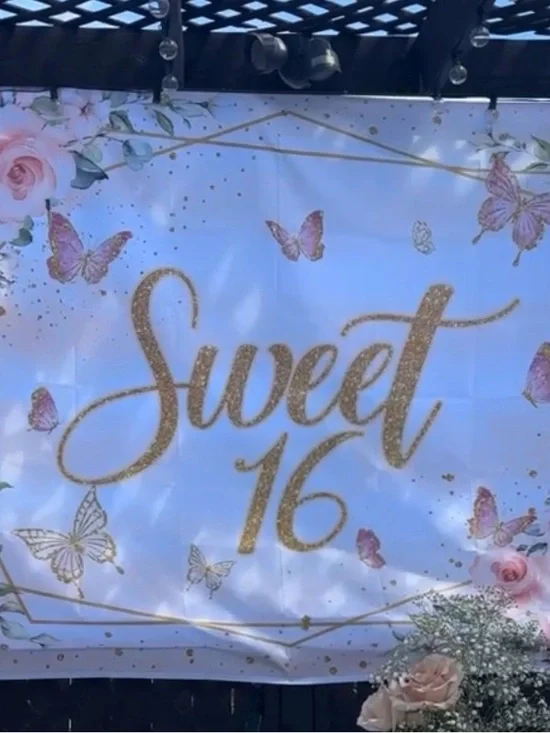 Sweet 16 Decorative Banner with Gold Script