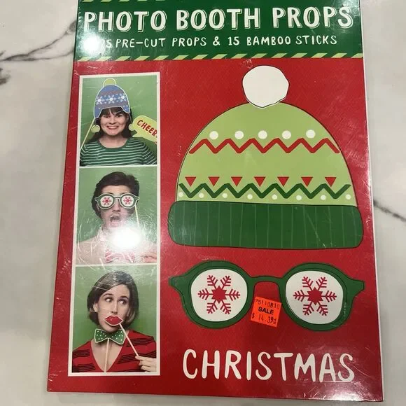 25pc Photo Props Selfie Booth 25 precut props 15 bamboo sticks Christmas party