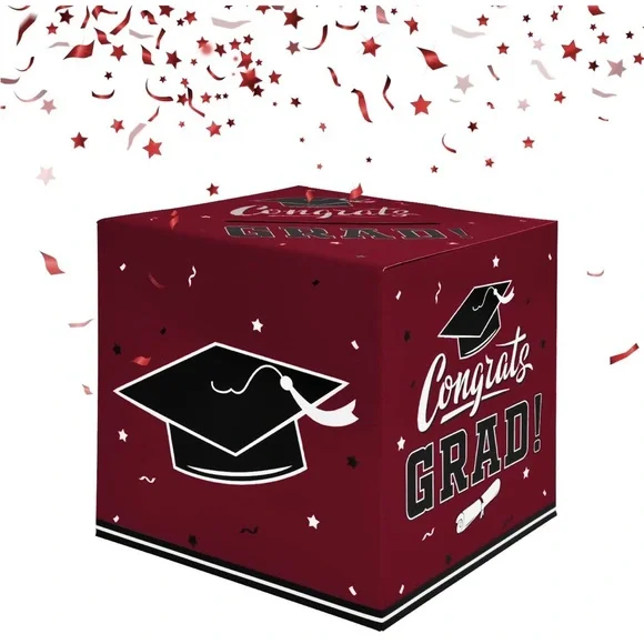 Graduation Party Gift Box - Maroon and Black