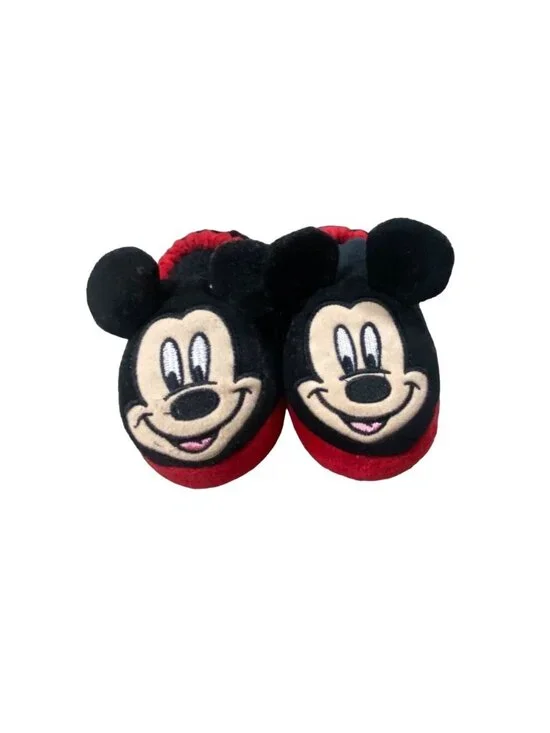 Disney Mickey Mouse Toddler Slippers-Red/Black-Size 5/6-GUC