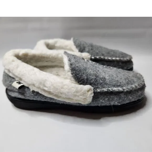 Boys Faux Wool Slippers Size 2/3 – Gray Indoor House Shoes