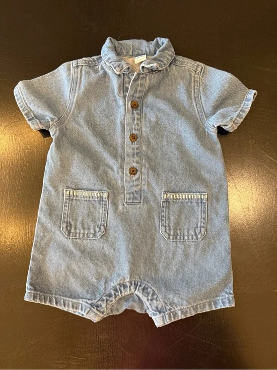 Old Navy Light Blue Denim Short-Sleeve Romper