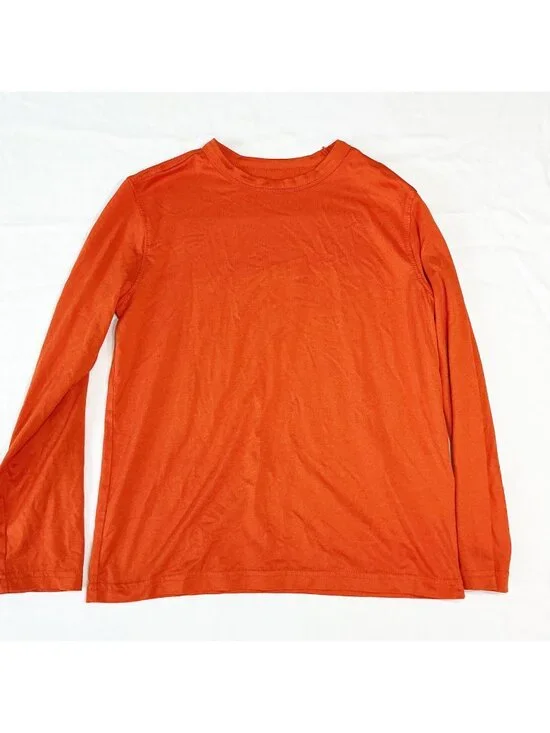 Old Navy Active Boys Long Sleeve Go-Dry Cool T-Shirt Small 6-7 Orange