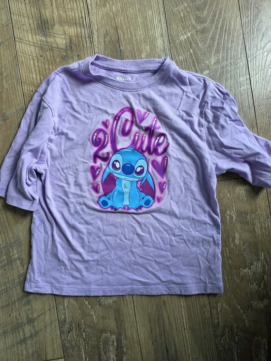 Old Navy Lavender Short Sleeve Tee with Blue Stitch and Pink Accents