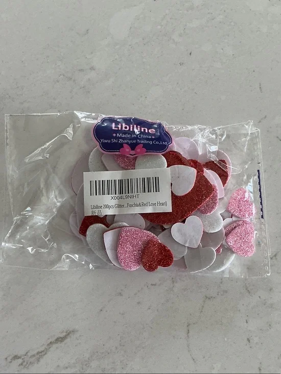 Fuchsia & Red Glitter Heart Confetti Pack
