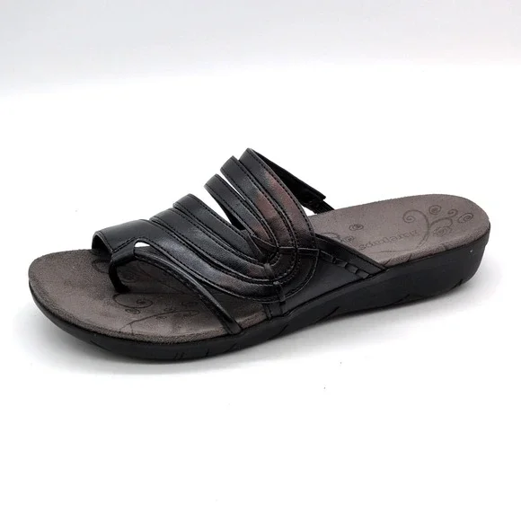 Baretraps Shoes Womens Jemily Black 6.5 Thong Sandals Strappy Toe Post Low Heel