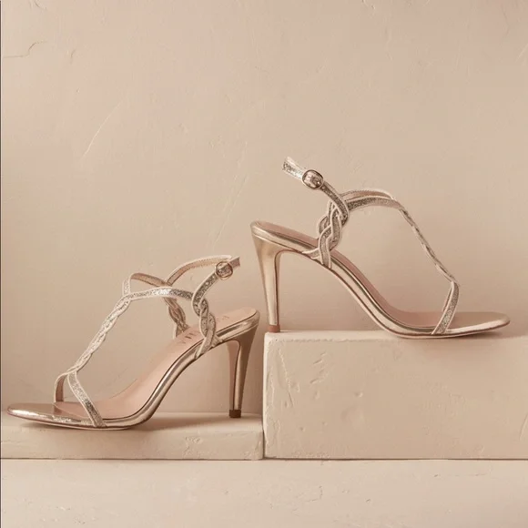 Elegant Metallic High Heel Sandals - Rose Gold