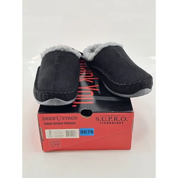 NIB Deer Stags Lil Nordic Slipper - Size 3M Unisex Big‎ Kid - Color Black