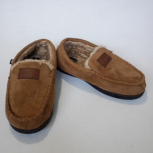 Lucky Brand Boys Tan Suede Moccasin Style Slippers Sz 6