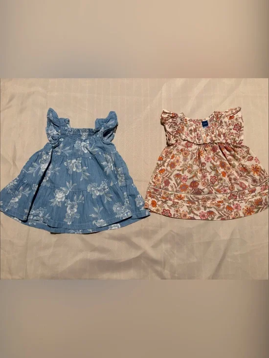 Old Navy Girls' Blue Floral and Cream Floral Casual Dresses