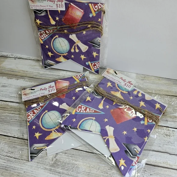 3 Graduation Party Banners with Purple Design