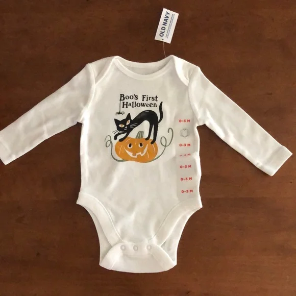 Baby “Boo’s First Halloween” 3 snap long sleeve one piece bodysuit