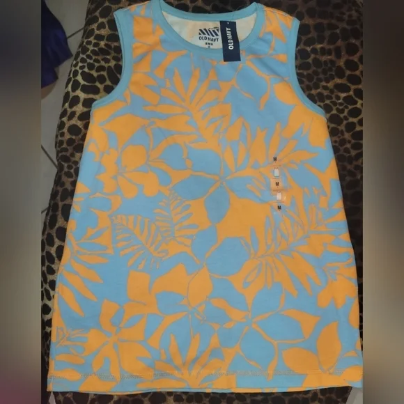 Old Navy Kids Tropical Print Tank Top - Blue and Orange