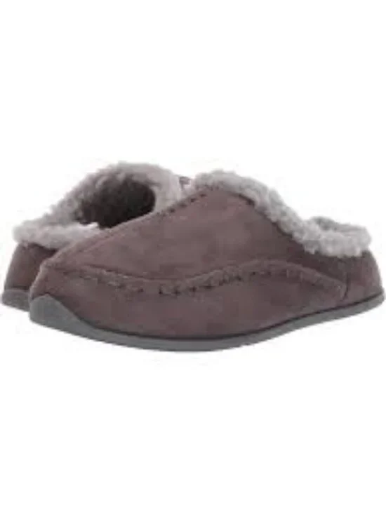 Kids Cozy Faux-Shearling Lined Slip-On Slippers - Gray