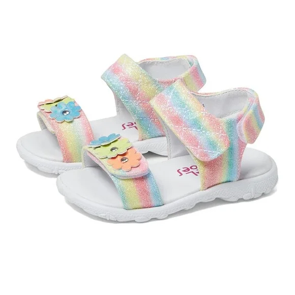 Rachel Shoes Karla Sandals Girls 5 Multi Rainbow Print Adjustable Strap ZAP1934