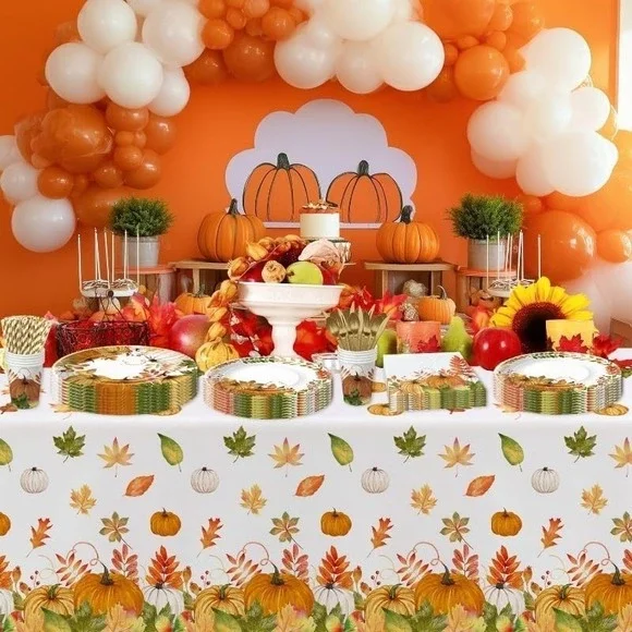 Thanksgiving Party Decorations Tableware, Fall Autumn Leaves Pumpkin Theme Thank