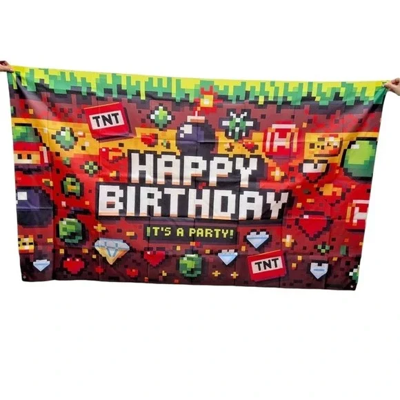 Pixel‎ Video Game Birthday Banner 71x43