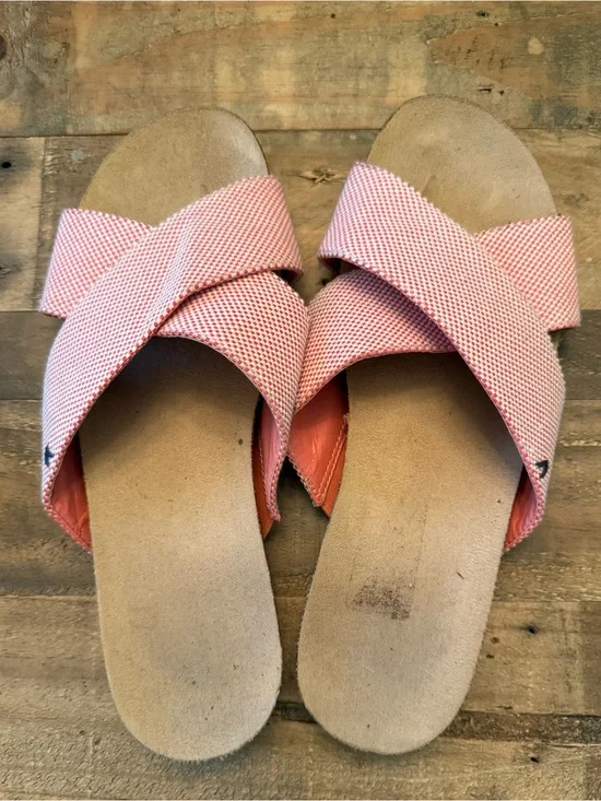 Dr. Scholl's Coral Pink Crisscross Slide Sandals