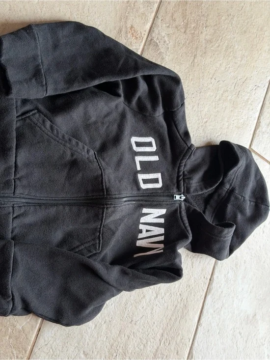 Old Navy Black Zip-Up Hoodie with White Logo
