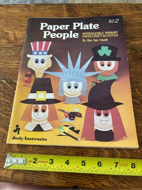 Vintage Retro Schoolhouse Paper Plate People Craft Book