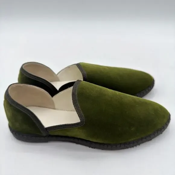 THE ROW Kid's Friulane Velvet Forrest Green Casual Slippers EU 34