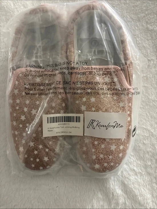 Girls' Glitter Star Slip-On Slippers - Rose Pink