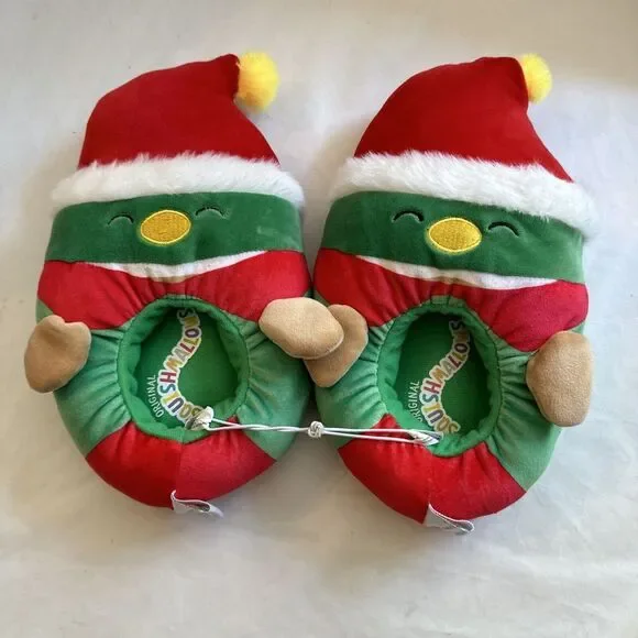 SQUISHMALLOWS ELF DUCK PLUSH CHRISTMAS‎ SLIPPERS HOLIDAY SIZE  13/1 NWOT