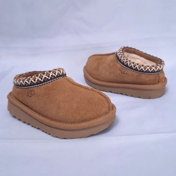 UGG Tasman II Slipper Toddler Size 7 Chestnut Suede Slip-on Baby 2-3T‎ EUC