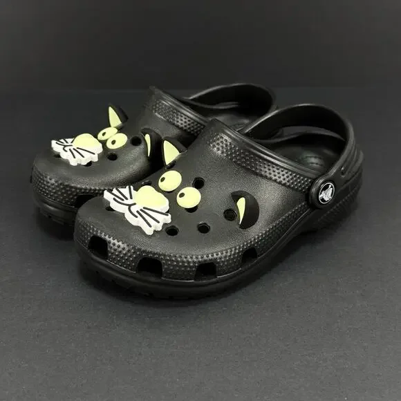 Crocs Classic Glow Black Cat Clog Toddlers Size 13C Glow in Dark Kids New No Box