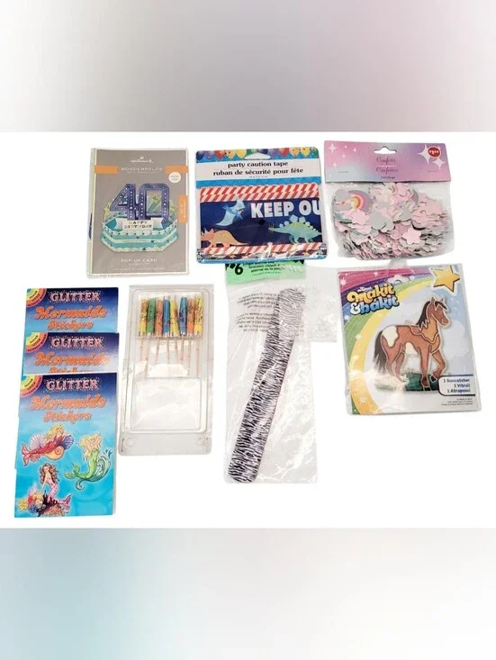 (Lot Of 9)Assorted Party Supplies/Arts & Crafts/Horse Makit Bakit Suncatcher Kit