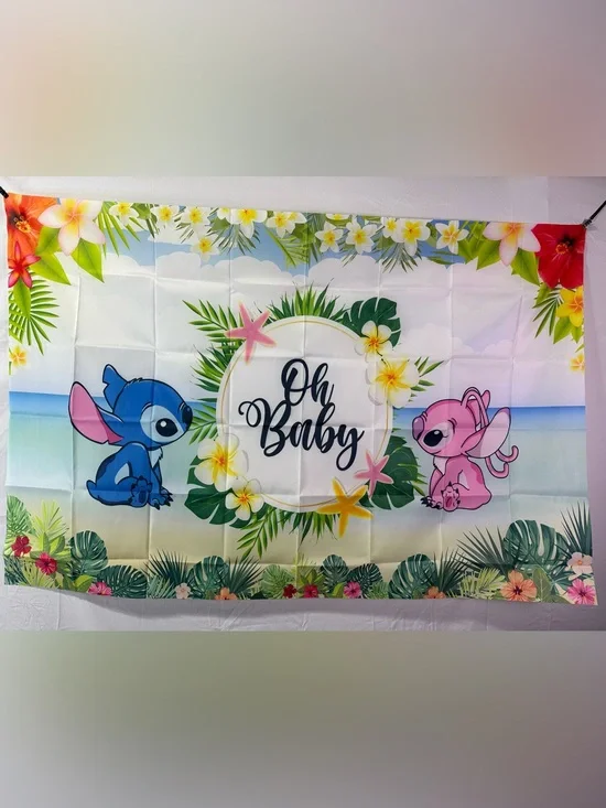 Lilo & Stitch “Oh Baby” Backdrop Banner 5x3Ft.