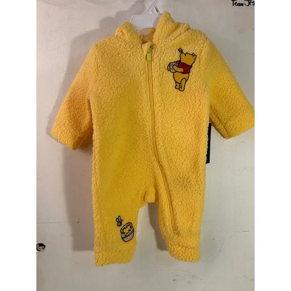 Old Navy Winnie the Pooh Bunting 3-6M Yellow Sherpa Fleece Hooded Disney Baby