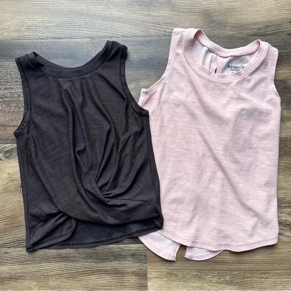 Old Navy Active Two Dry-fit Tank Tops Pink and Black 3T