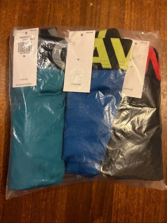 Old Navy Boys 3-Pack Underwear Briefs Teal, Blue, Black with Neon Accents