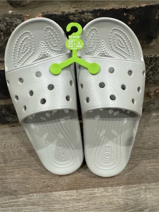 CROCS Kids' Silver Slip-On Slide Sandals