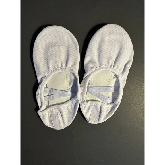 Girls White Ballet Slippers Canvas Dance Shoes Child 13M New Minor Stains