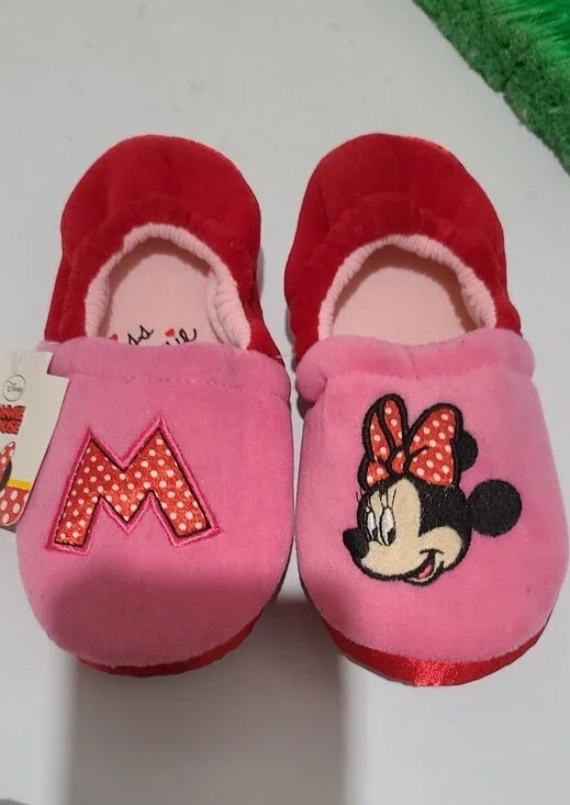 Disney 2 Pc Minnie Mouse Pink Plush Slippers & Dome 
