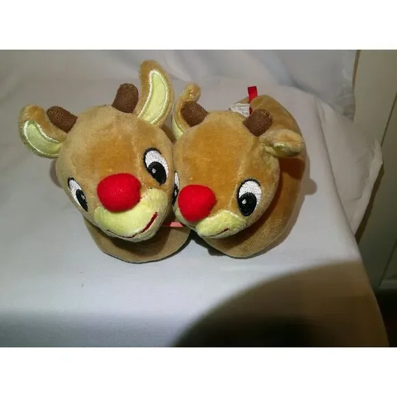 Rudolph the Red-Nosed Reindeer Plush Holiday Slippers Cozy Christmas House Shoes