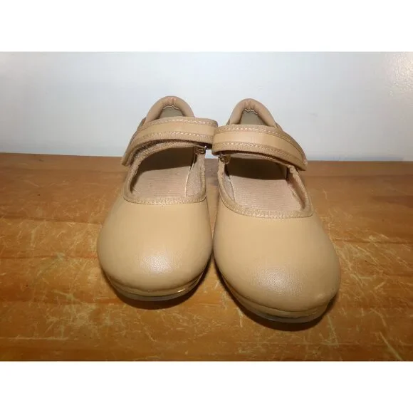 Pre-Owned Dance Dance Tap Shoes Kids 12M Mary Jane easy Strap Tan