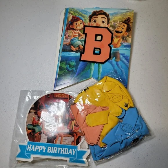 Disney‎ Pixar Luca Kids Birthday Party Decor Set Banner Balloons Cake Toppers
