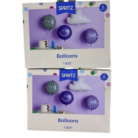 Lot of 2‎ Spritz Balloons 6 Piece Kit Disco Smile Cloud Foil Balloon