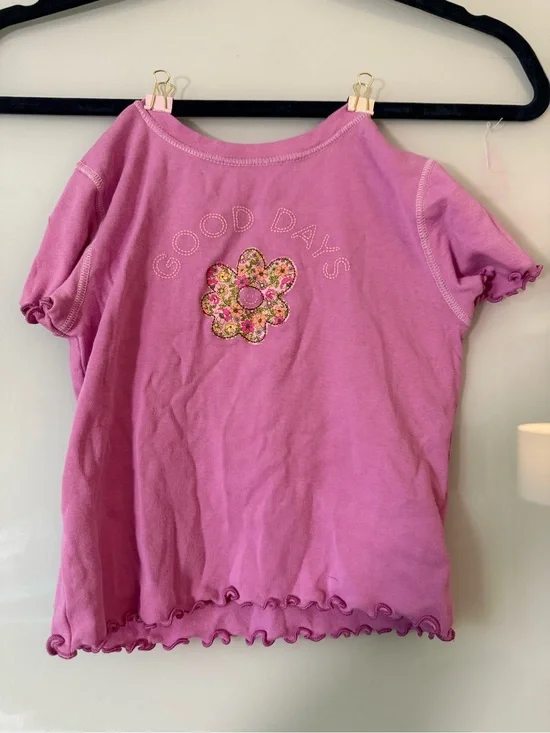 Old Navy Pink Short Sleeve Tee with Floral Applique