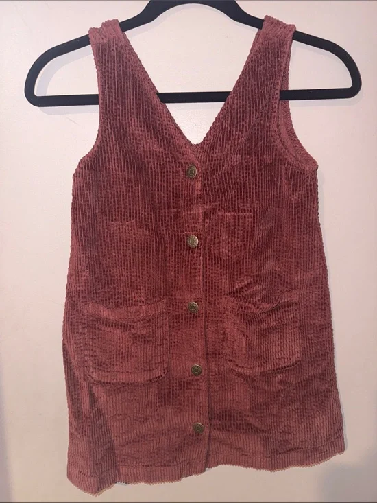 Old Navy Girls Corduroy Button-Front Pinafore Dress in  Burgundy