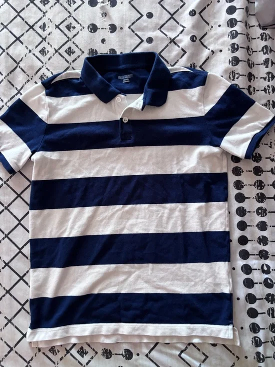 Old Navy Navy and White Striped Polo