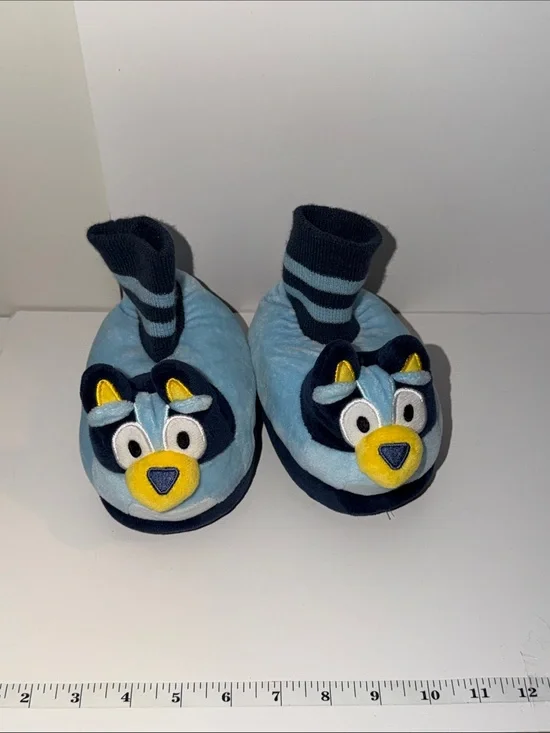 Disney Light Blue Plush Character Slipper Socks with Navy Trim