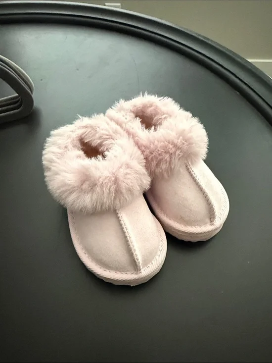 Toddler Pink Faux-Fur Lined Slippers