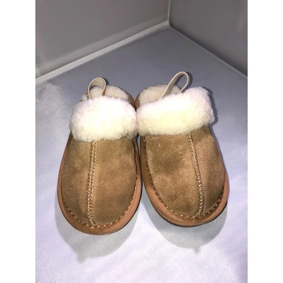 Soumonkids Toddler Suede Faux Fur Slippers Chestnut Brown EU 24 S0723965