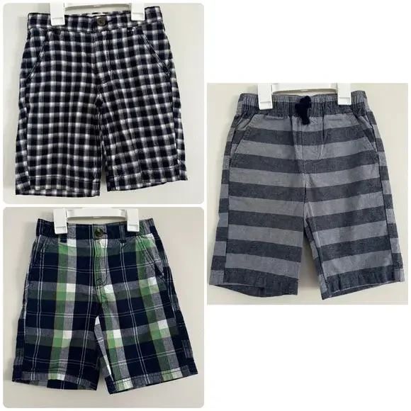 Plaid and Stripe Shorts Bundle:  Includes 3 Pair.