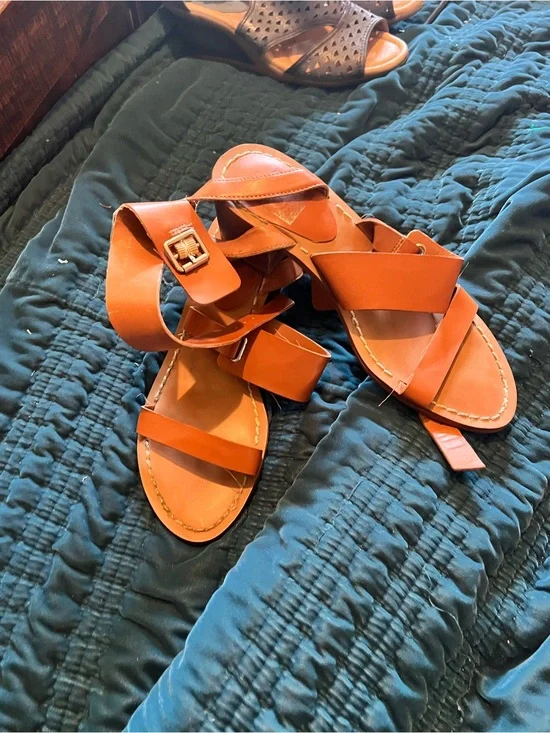 DV by Dolce Vita Cognac Brown Strappy Leather Sandals